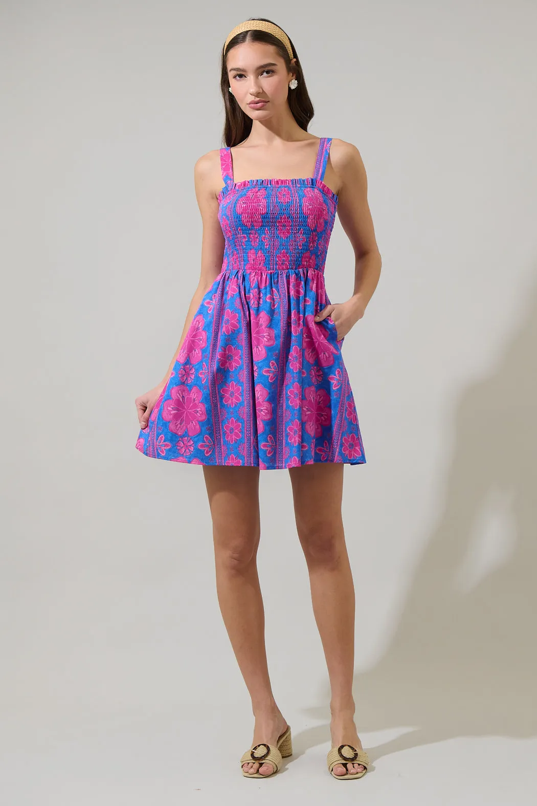 Bethel Floral Shelm Smocked Mini Dress sold by Sugarlips product image thumbnail 4