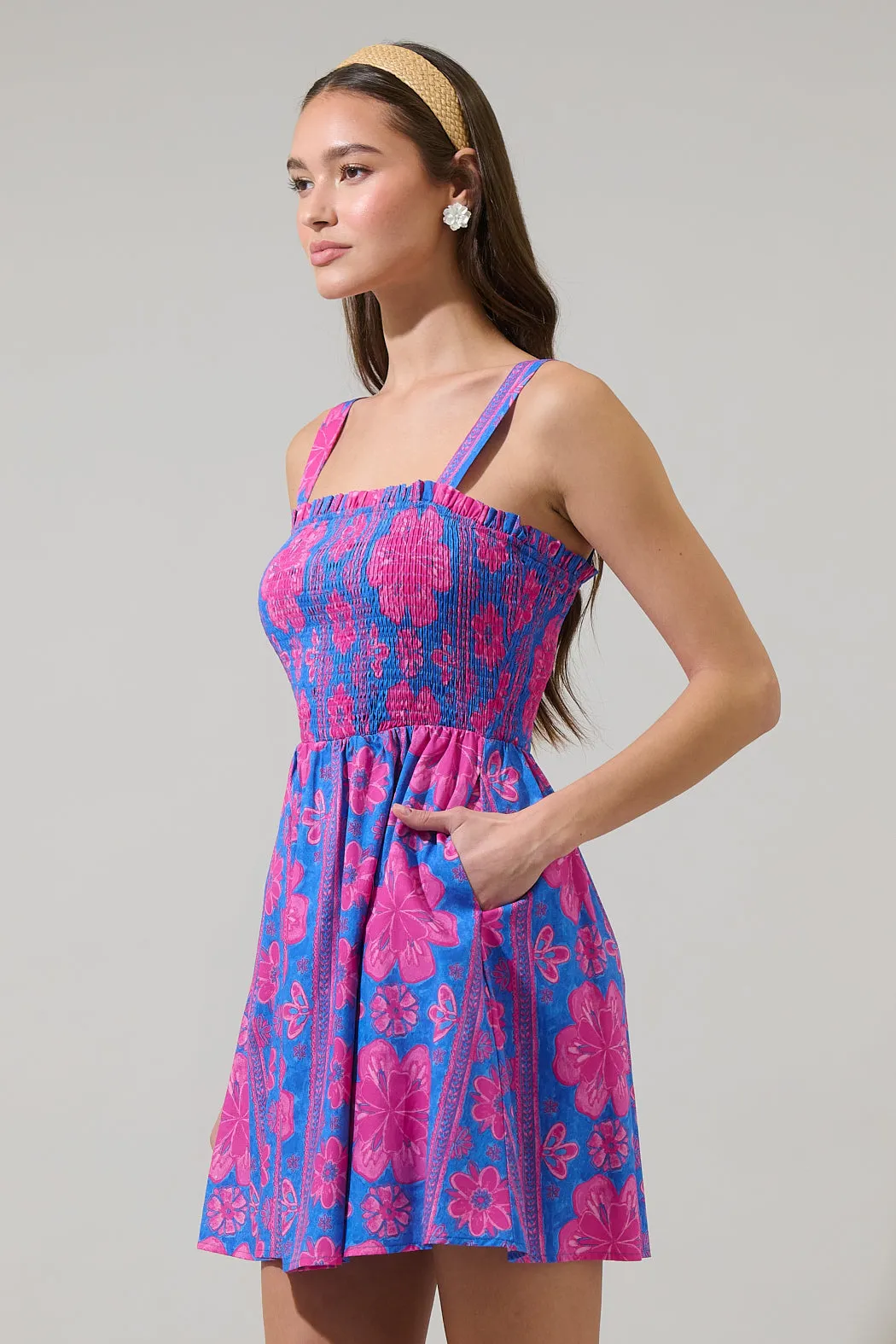 Bethel Floral Shelm Smocked Mini Dress sold by Sugarlips product image thumbnail 3