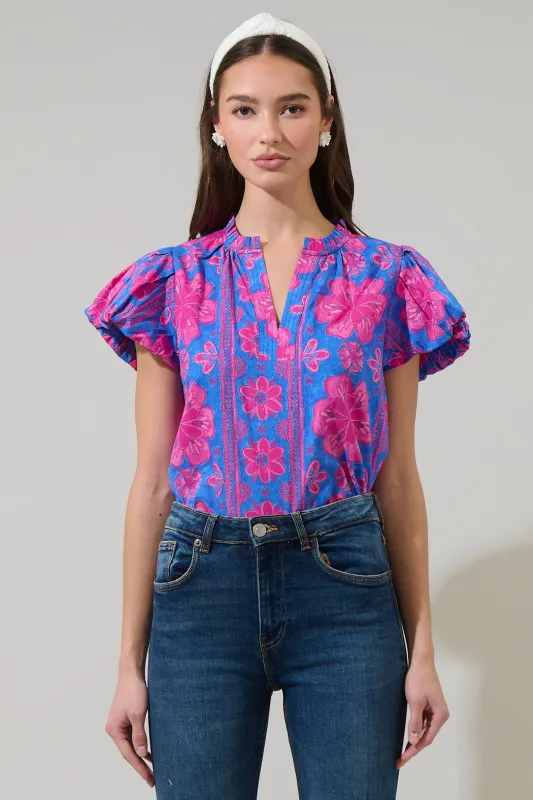Bethel Floral Keni Split Neck Top sold by Sugarlips