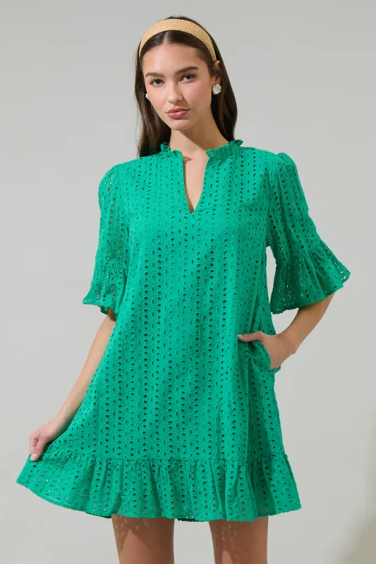 Derry Eyelet Shift Mini Dress sold by Sugarlips