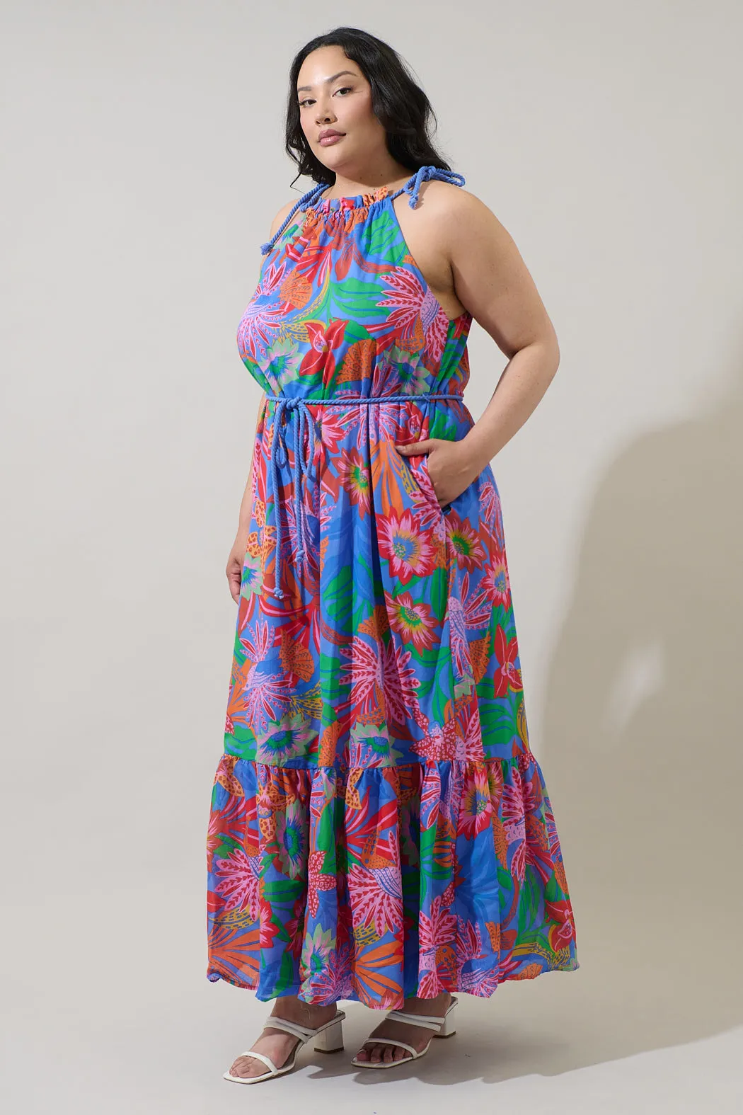 Cindal Floral Kay Halter Neck Maxi Dress Curve sold by Sugarlips product image thumbnail 5