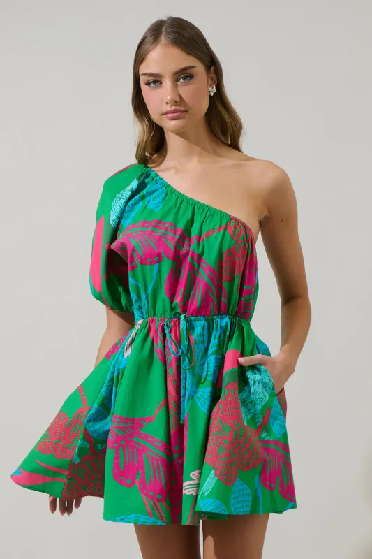 Meig Tropical Menly One Shoulder Mini Dress sold by Sugarlips