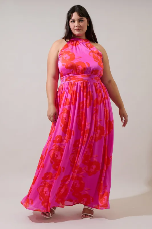 Lailah Floral Landy Halter Maxi Dress Curve sold by Sugarlips