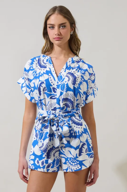 Ronan Floral Miah Split Neck Blouse sold by Sugarlips