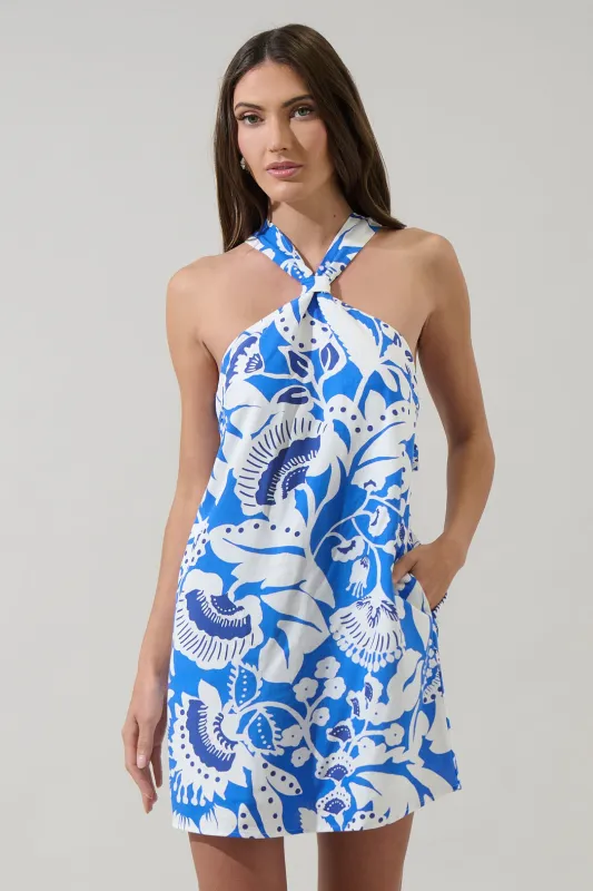 Ronan Floral Amory Halter Mini Dress sold by Sugarlips
