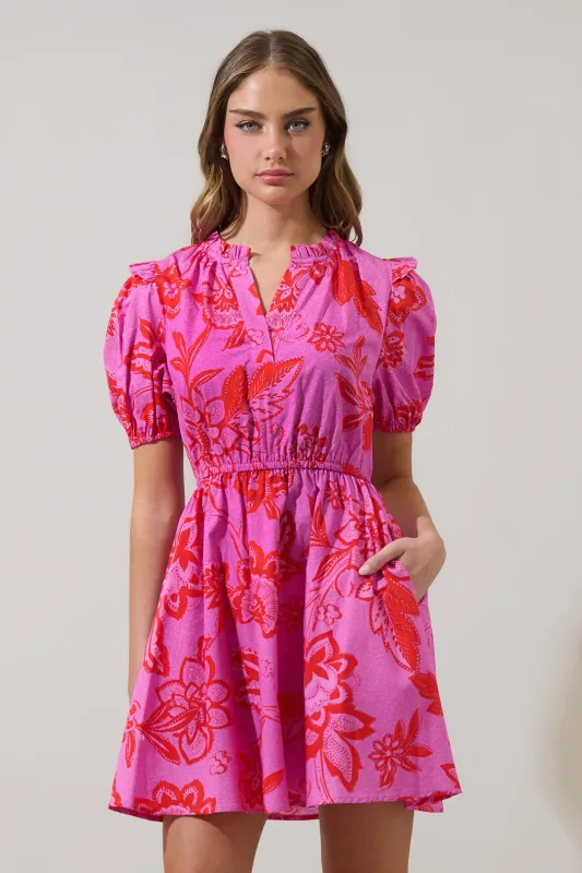 Weirly Floral Poplin Mini Dress sold by Sugarlips