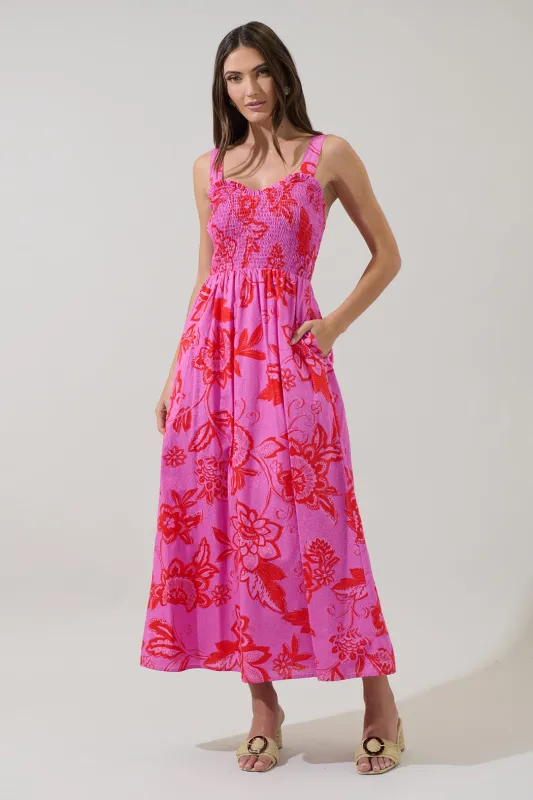 Weirly Floral Panola Smocked Maxi Dress sold by Sugarlips