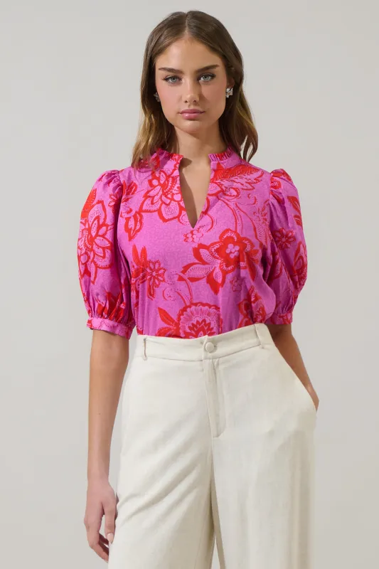 Weirly Floral Terri Puff Sleeve Top made by Sugarlips