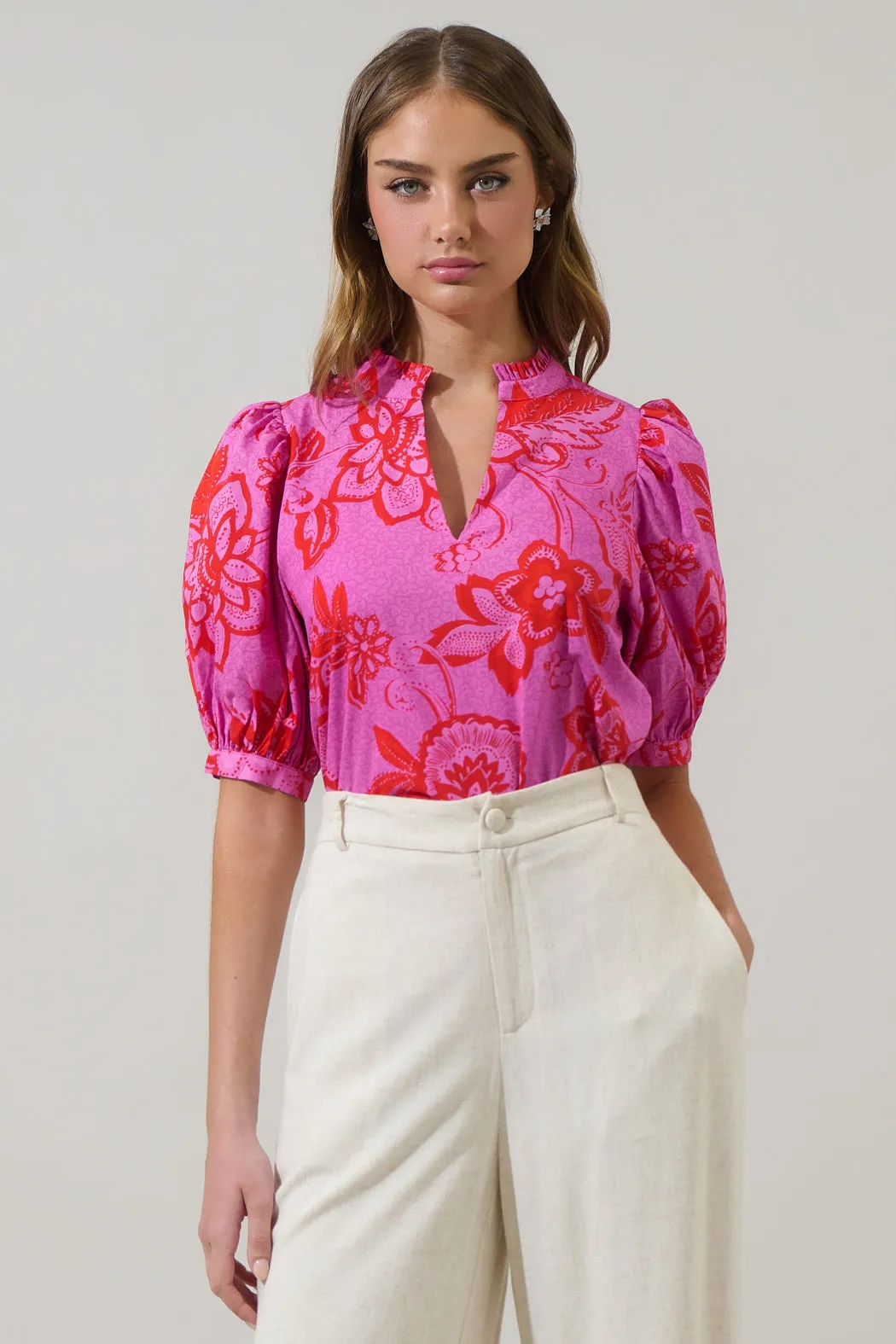 Weirly Floral Terri Puff Sleeve Top sold by Sugarlips