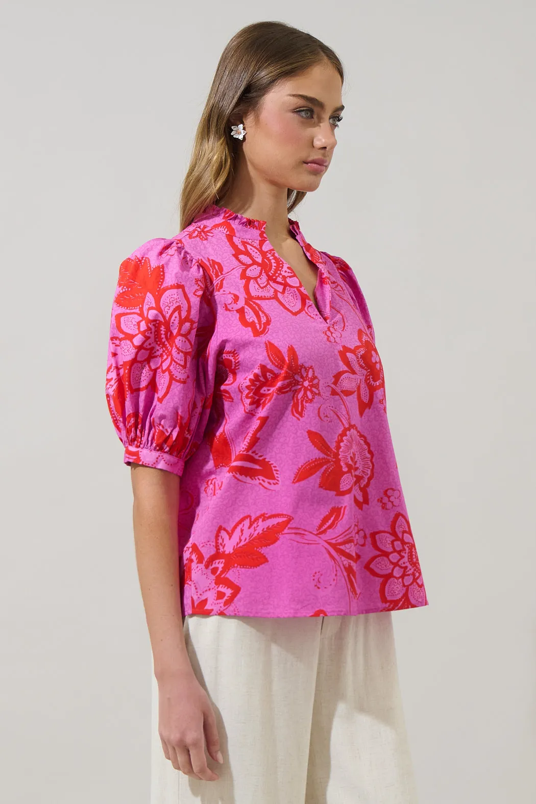 Weirly Floral Terri Puff Sleeve Top sold by Sugarlips product image thumbnail 3