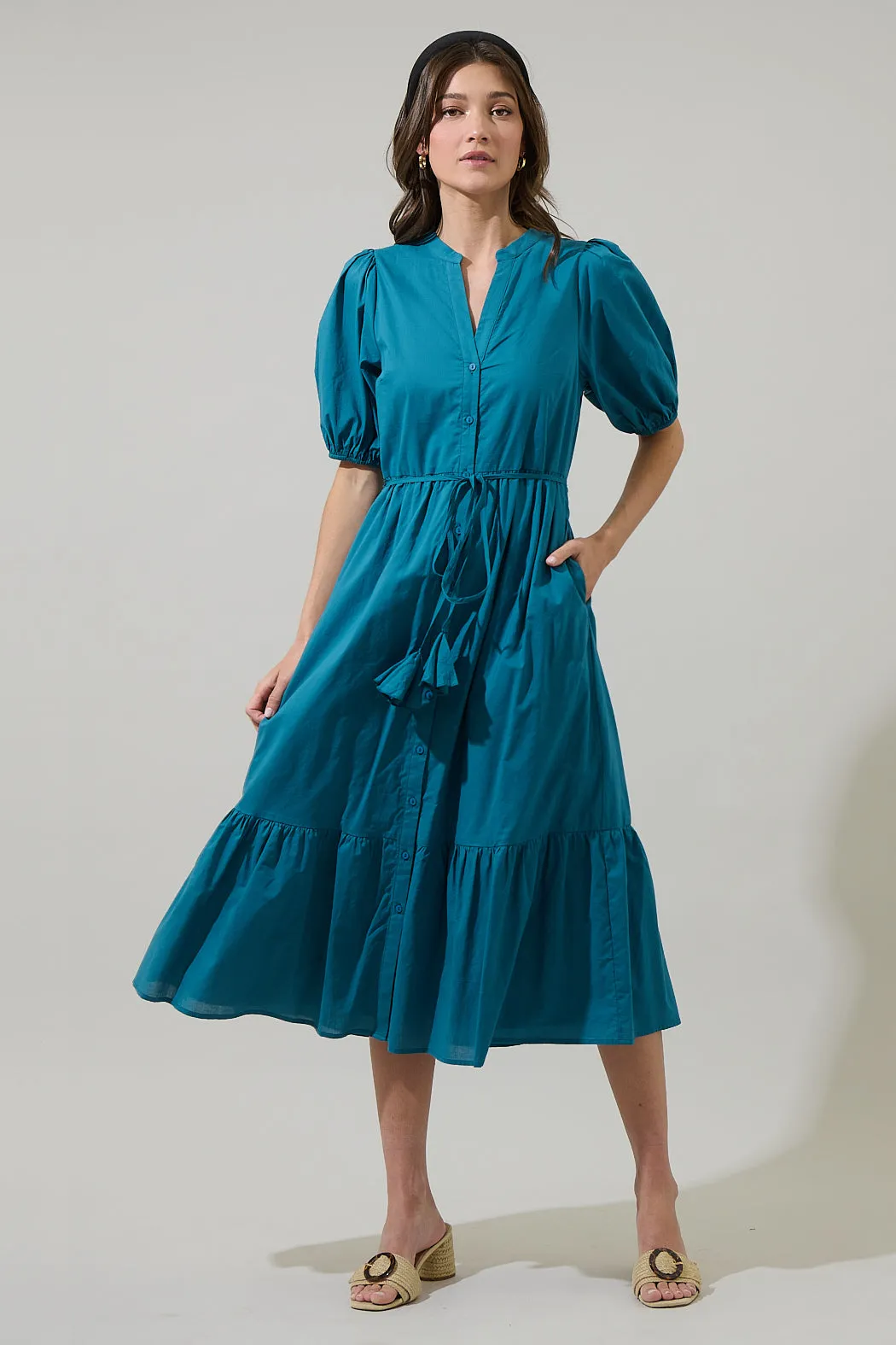 Beth Button Down Midi Dress sold by Sugarlips