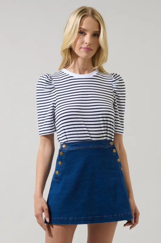 Coretta Stripe Bertha Knit Ruched Top sold by Sugarlips