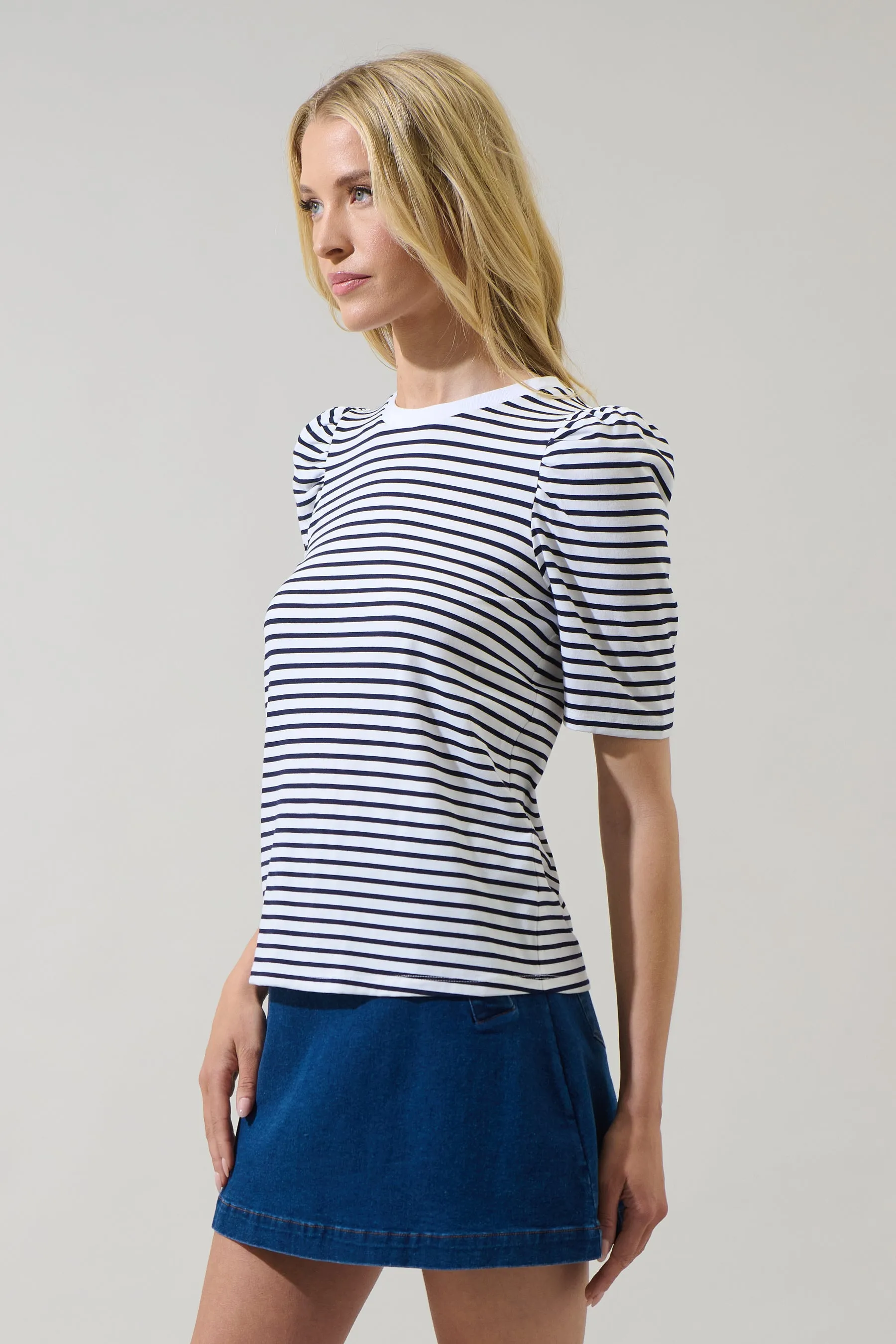 Coretta Stripe Bertha Knit Ruched Top sold by Sugarlips product image thumbnail 3