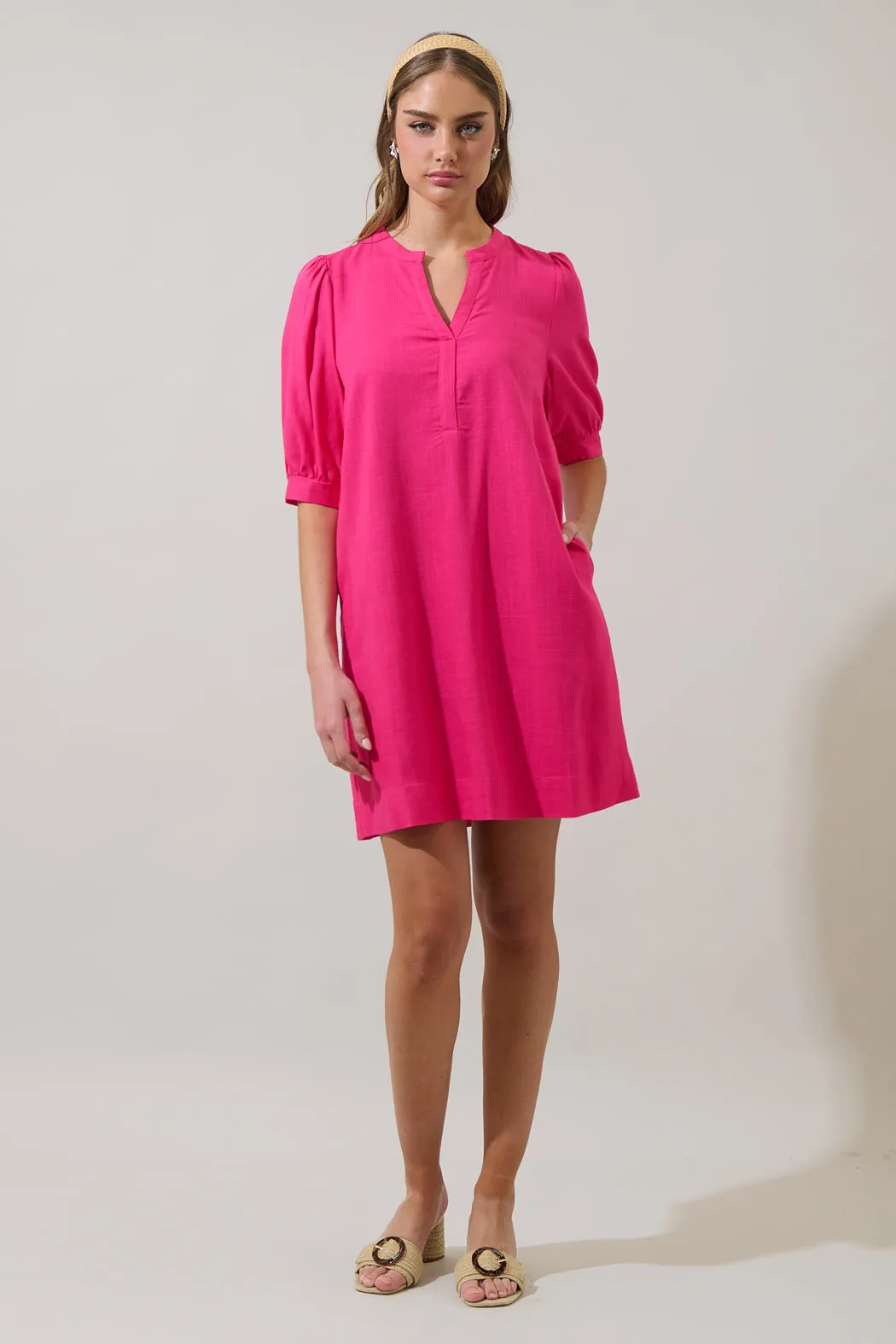 Ayline Linen Shift Mini Dress sold by Sugarlips product image thumbnail 4