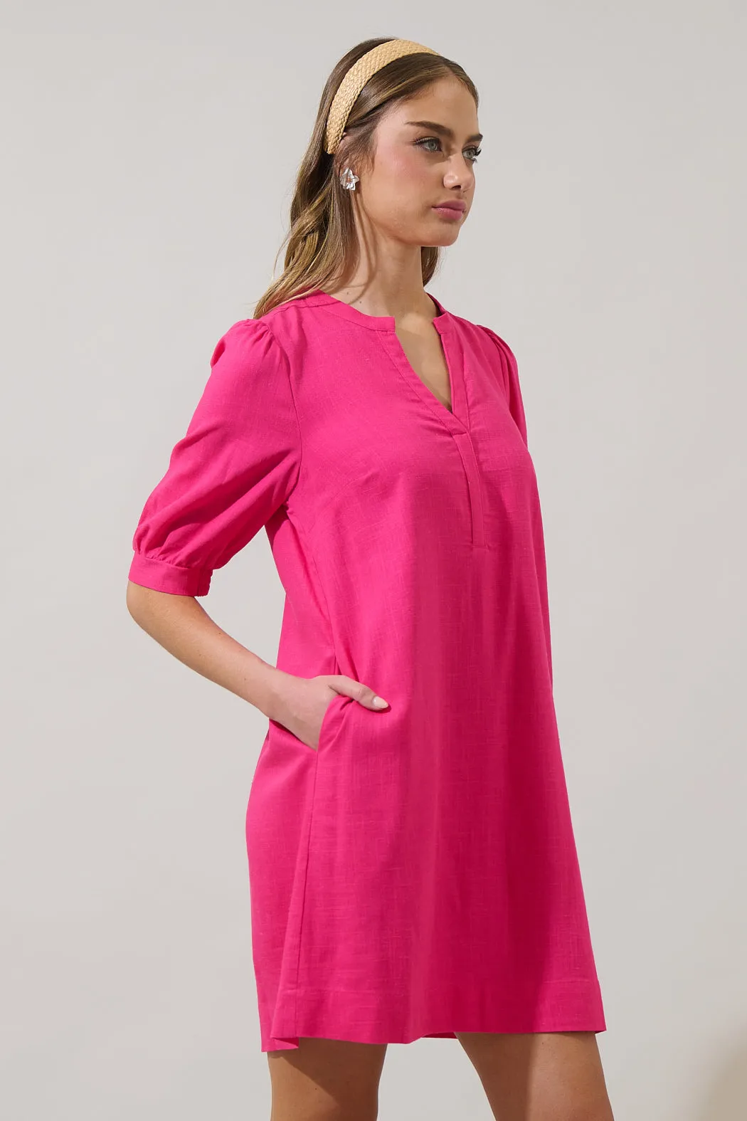 Ayline Linen Shift Mini Dress sold by Sugarlips product image thumbnail 3