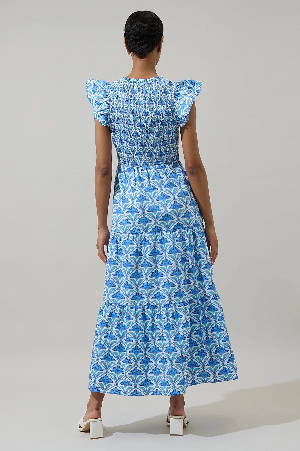 Elyse Geo Sunfire Tiered Midi Dress sold by Sugarlips product image thumbnail 2