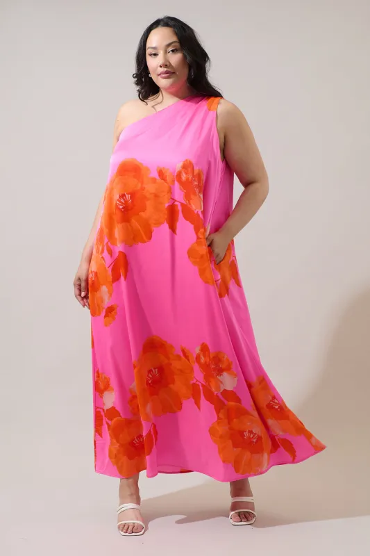 Glena Floral Pleated Maxi Dress Curve sold by Sugarlips