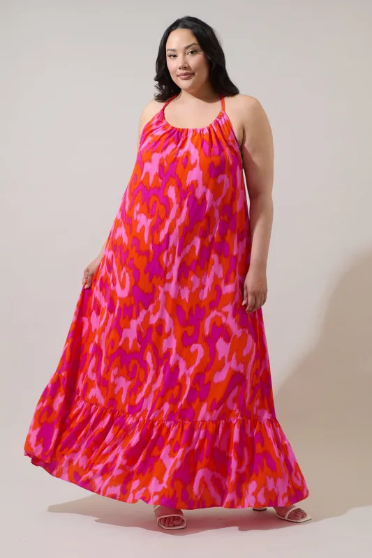 Charly Abstract Solita Halter Maxi Dress Curve sold by Sugarlips