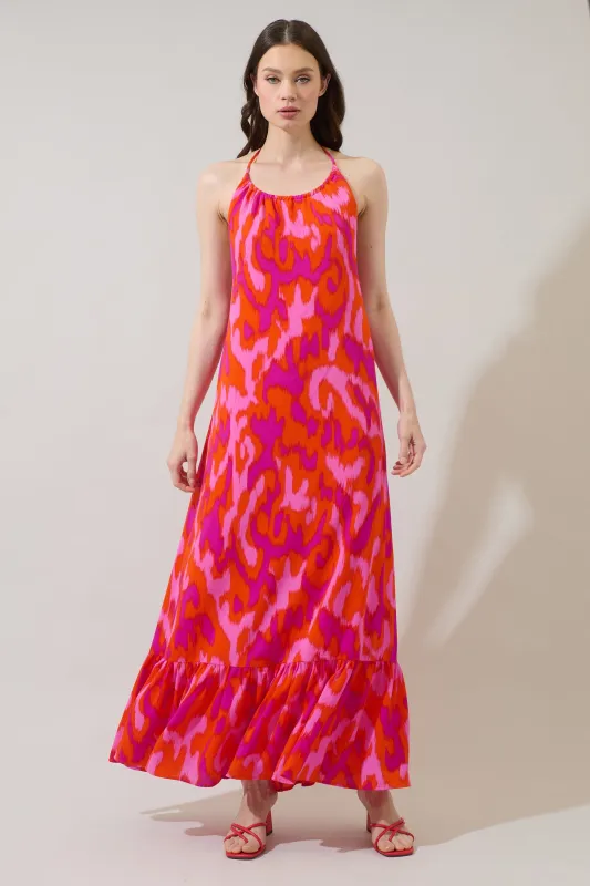 Charly Abstract Solita Halter Maxi Dress sold by Sugarlips