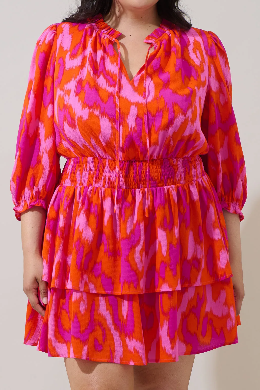 Charly Abstract Starla Smocked Tiered Mini Dress Curve sold by Sugarlips product image thumbnail 5