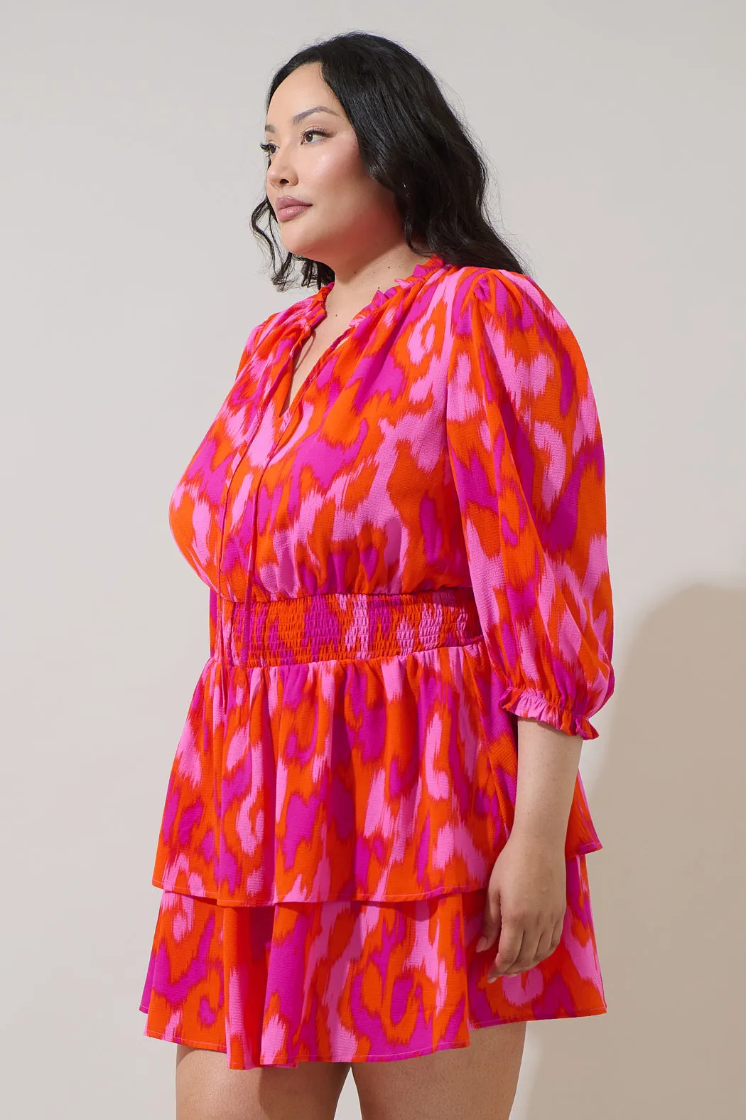 Charly Abstract Starla Smocked Tiered Mini Dress Curve sold by Sugarlips product image thumbnail 3