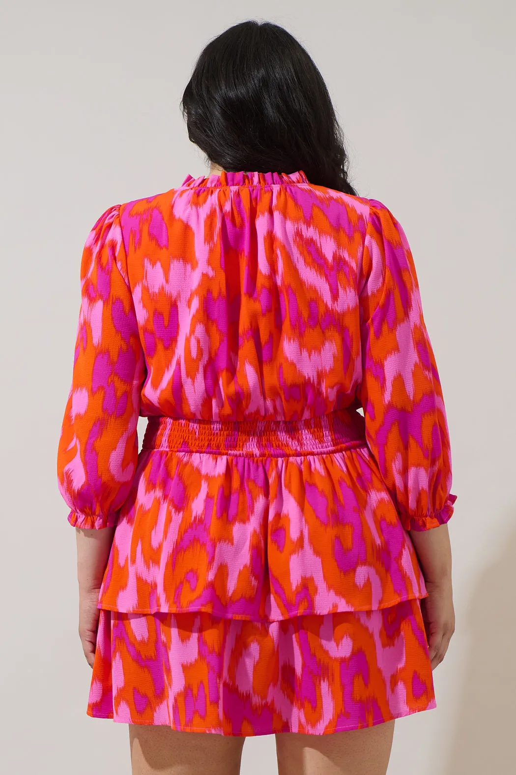 Charly Abstract Starla Smocked Tiered Mini Dress Curve sold by Sugarlips product image thumbnail 2