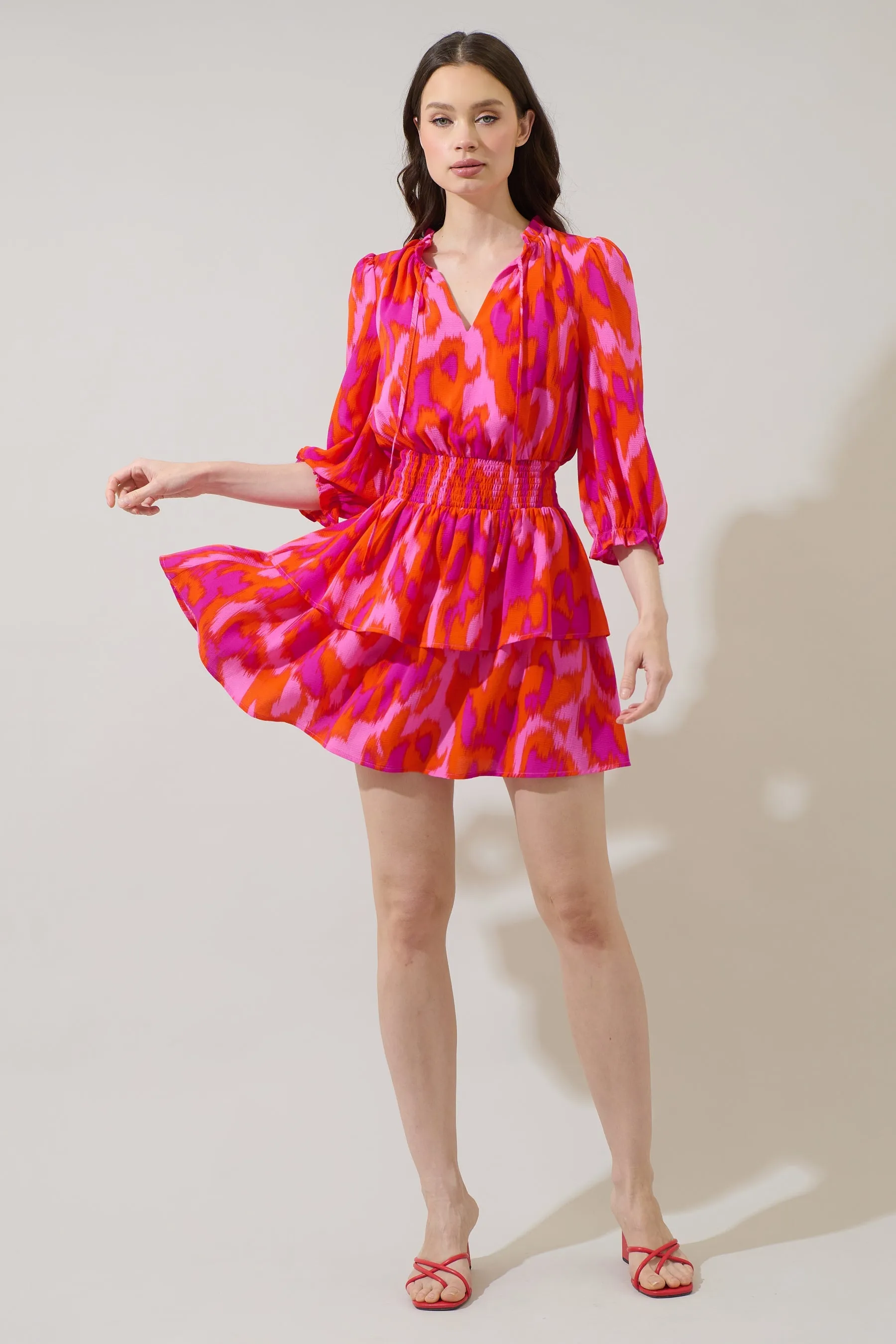 Charly Abstract Starla Smocked Tiered Mini Dress sold by Sugarlips product image thumbnail 5