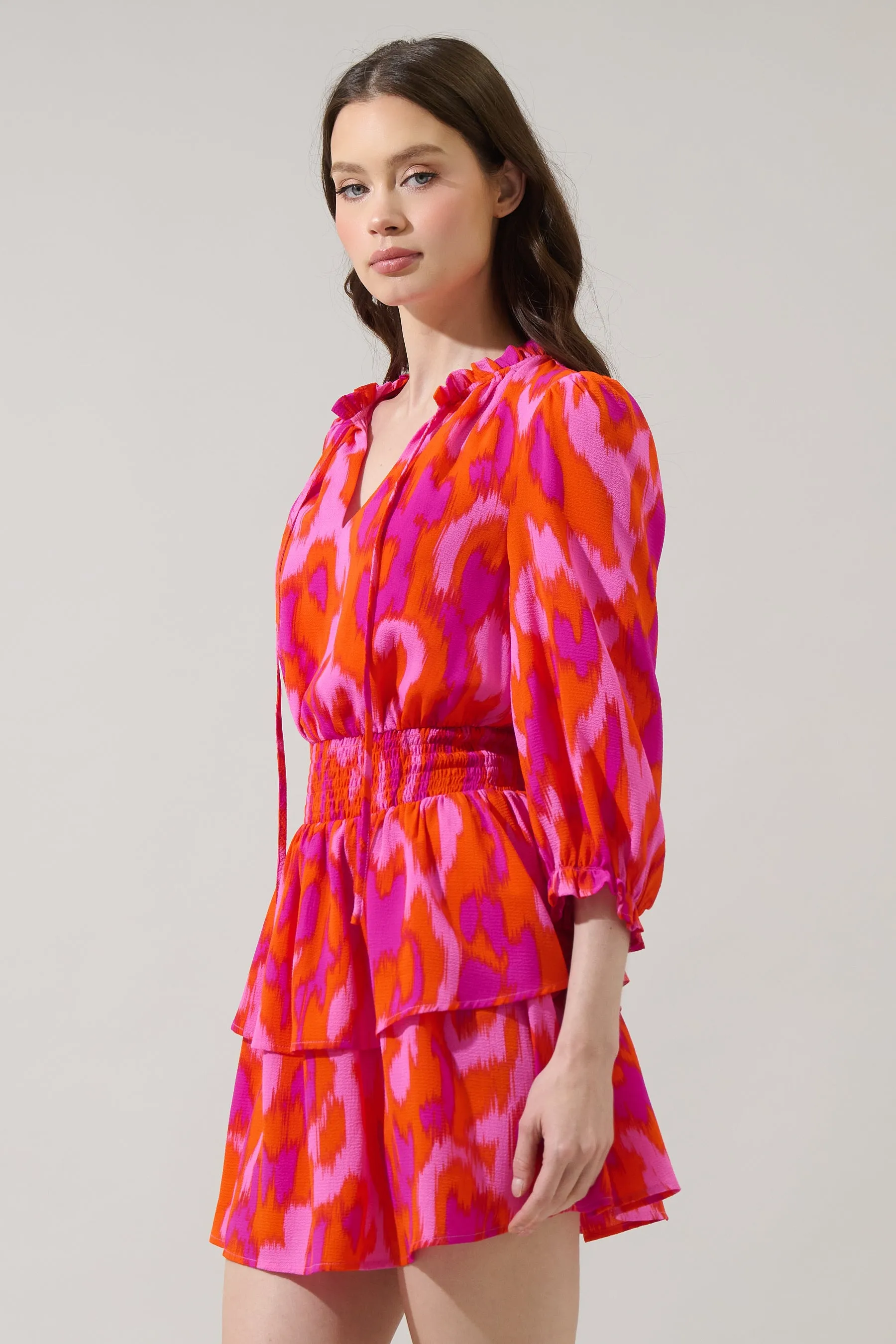 Charly Abstract Starla Smocked Tiered Mini Dress sold by Sugarlips product image thumbnail 4