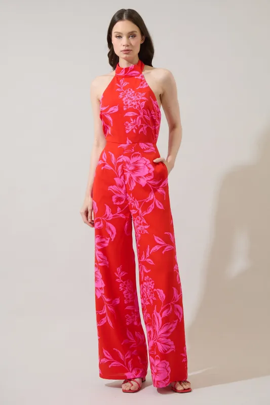 Darline Floral After Hours Halter Jumpsuit sold by Sugarlips