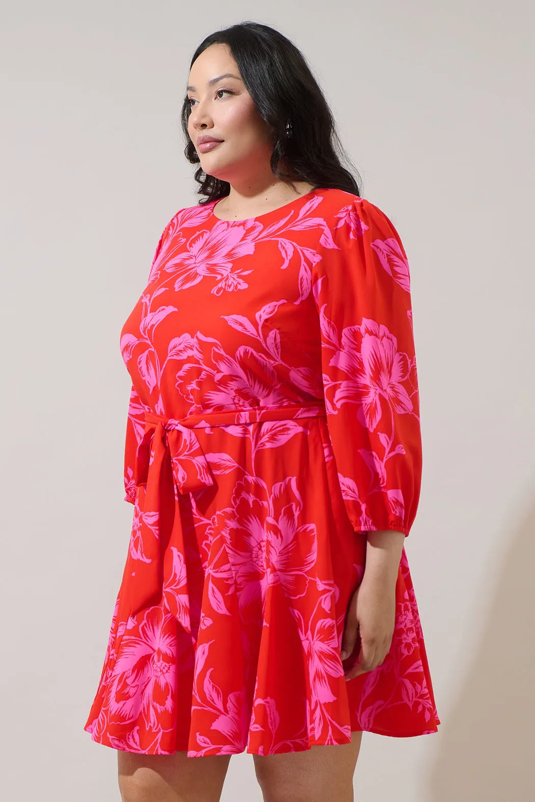 Darline Floral Collins Godet Mini Dress Curve sold by Sugarlips product image thumbnail 3