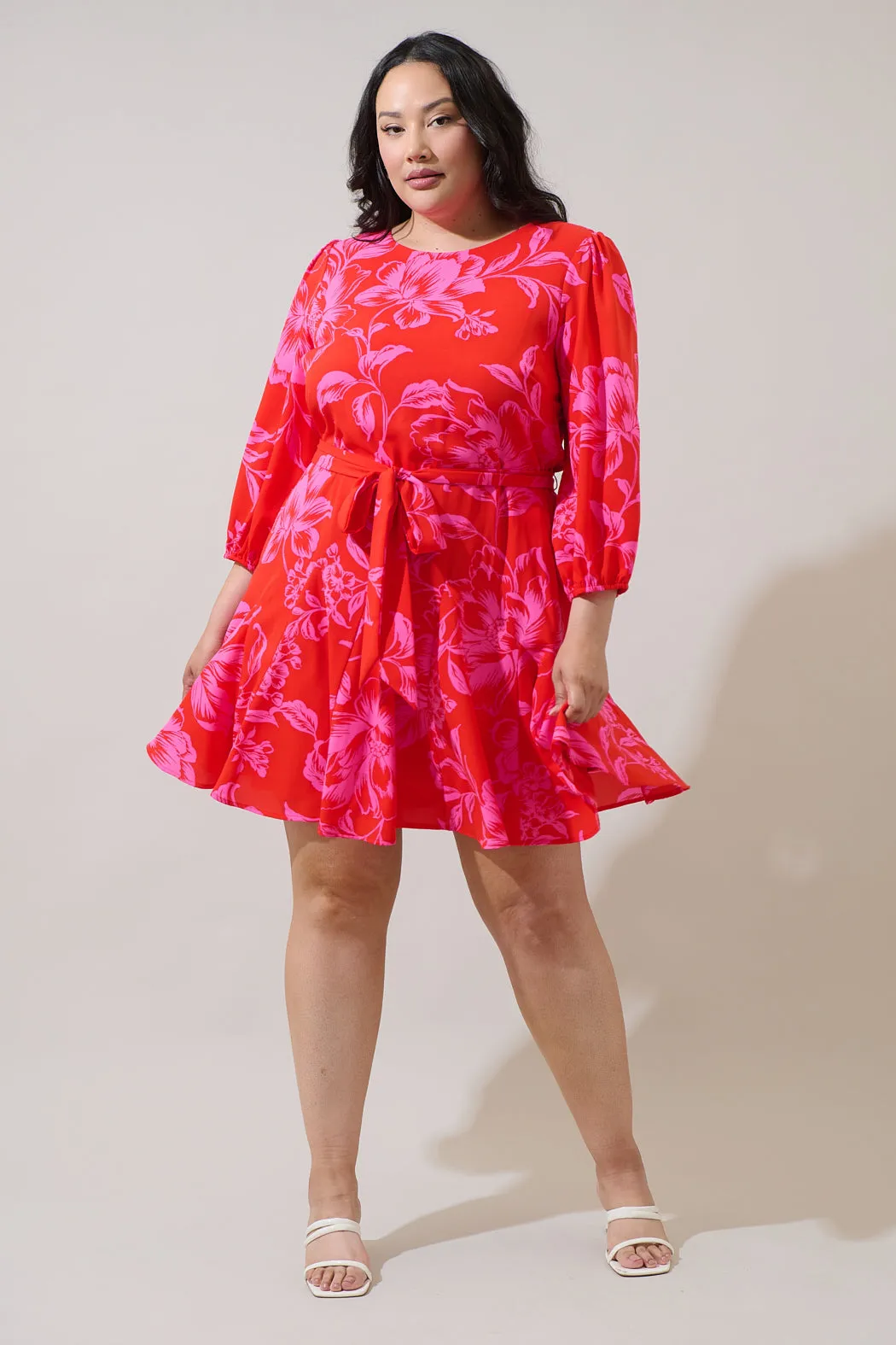 Darline Floral Collins Godet Mini Dress Curve sold by Sugarlips product image thumbnail 4