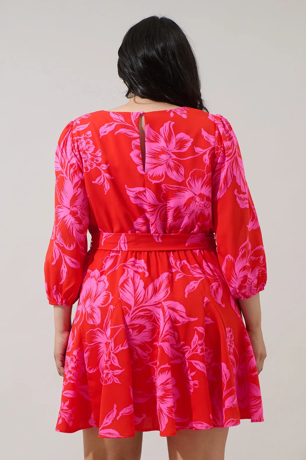 Darline Floral Collins Godet Mini Dress Curve sold by Sugarlips product image thumbnail 2