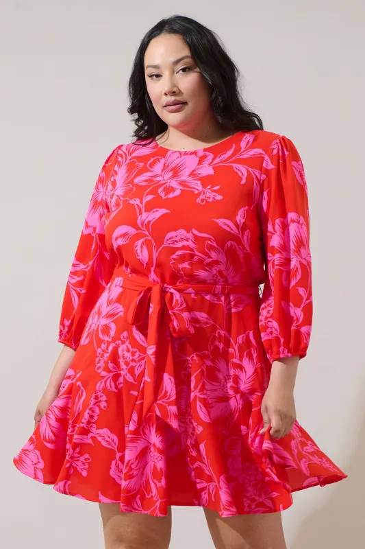 Darline Floral Collins Godet Mini Dress Curve sold by Sugarlips