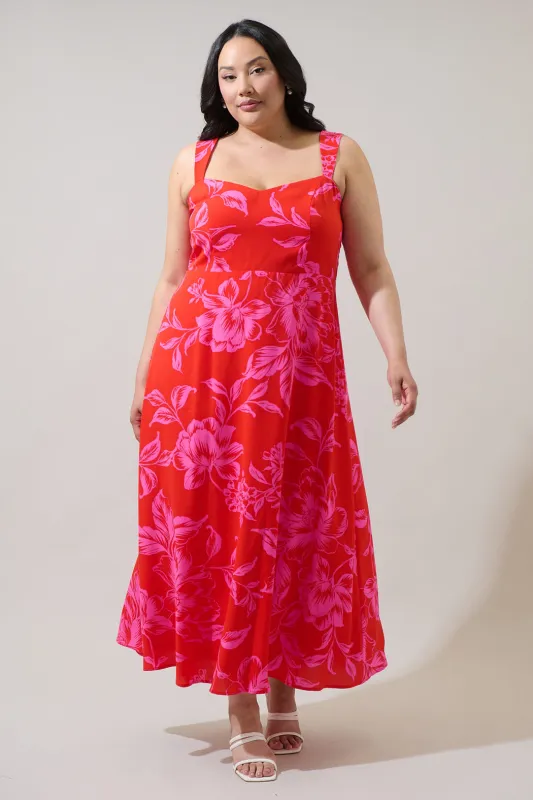 Darline Floral Bary Smocked Maxi Dress Curve made by Sugarlips