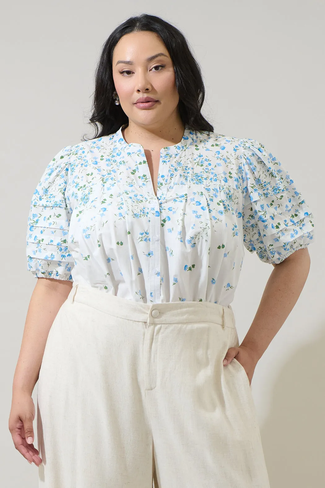 Miley Floral Court Button Down Top Curve sold by Sugarlips product image thumbnail 2