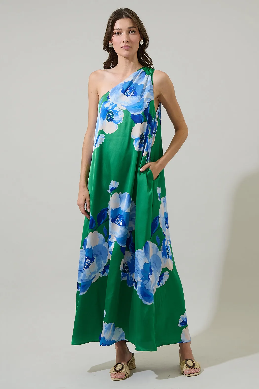 Glena Floral One Shoulder Maxi Dress sold by Sugarlips