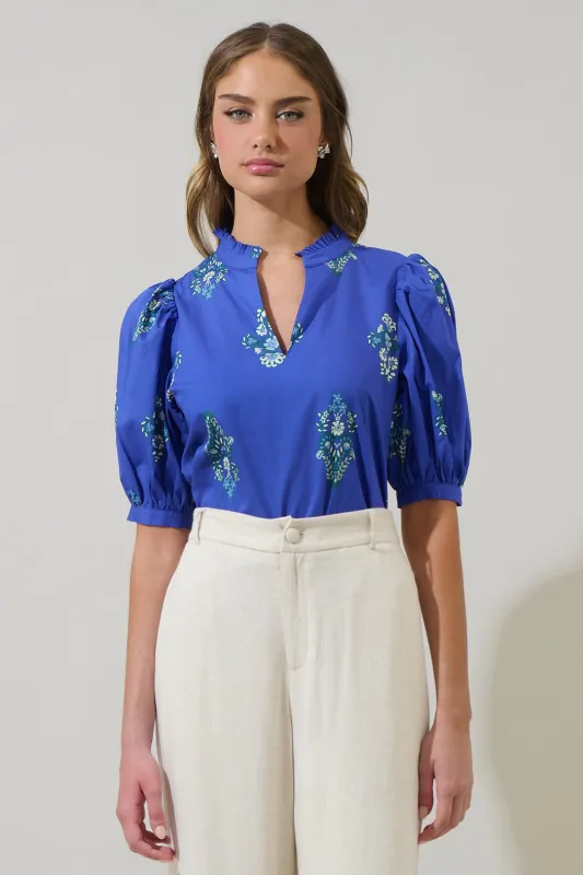 Haline Floral Terri Puff Sleeve Top sold by Sugarlips