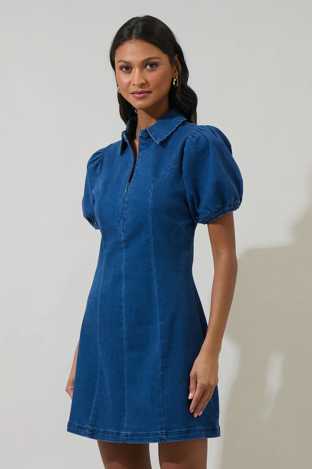 Adalyn Denim Collar Mini Dress sold by Sugarlips product image thumbnail 3