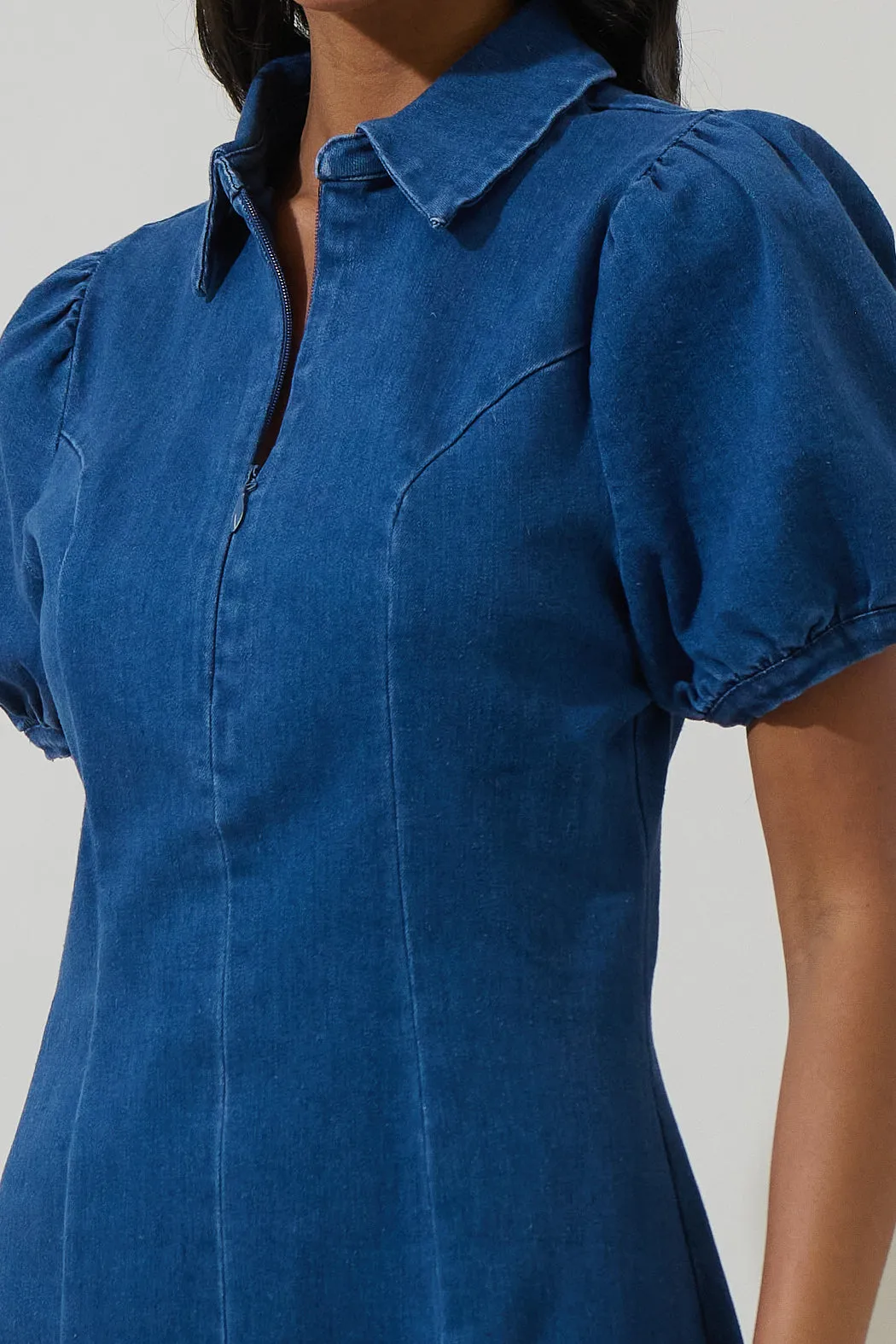 Adalyn Denim Collar Mini Dress sold by Sugarlips product image thumbnail 5
