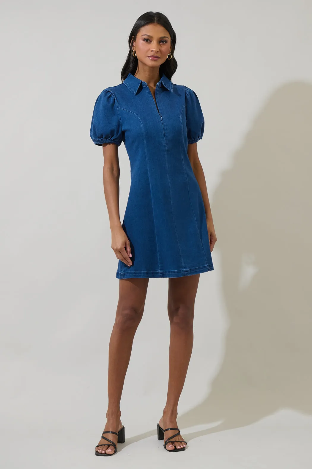 Adalyn Denim Collar Mini Dress sold by Sugarlips product image thumbnail 4
