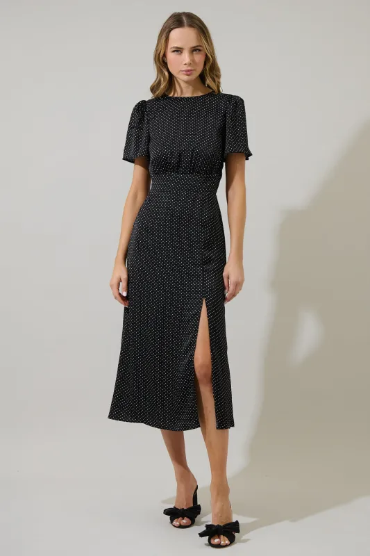 Inari Polka Dot Bloom Midi Dress sold by Sugarlips