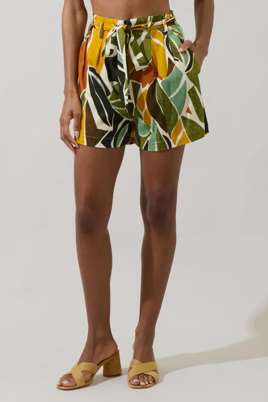 Renia Tropical Wave High Waisted Shorts made by Sugarlips