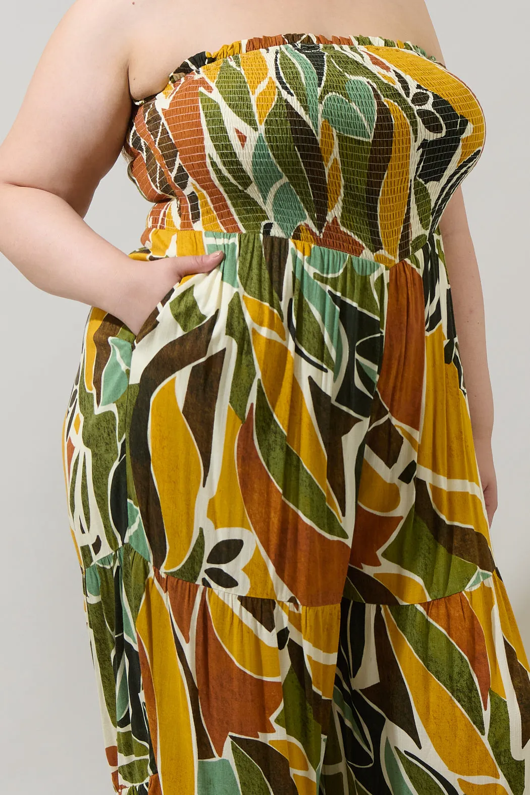 Renia Tropical Eve Strapless Smocked Jumpsuit Curve sold by Sugarlips product image thumbnail 4