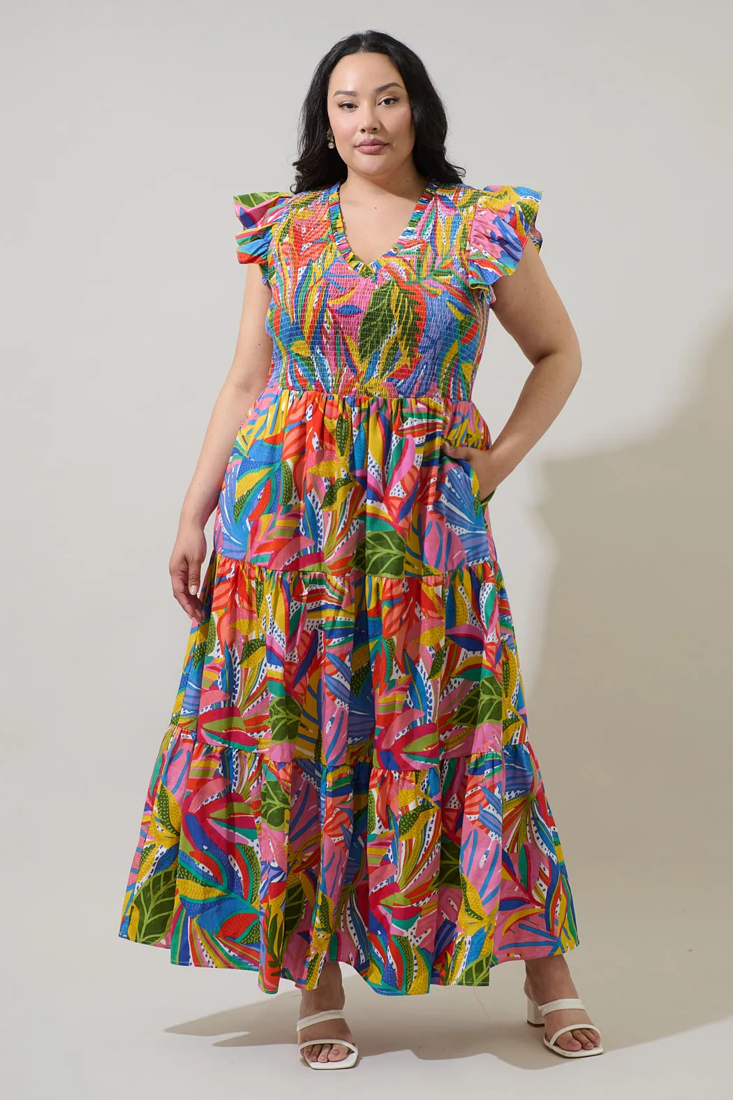 New Guinea Sunfire Tiered Midi Dress Curve sold by Sugarlips