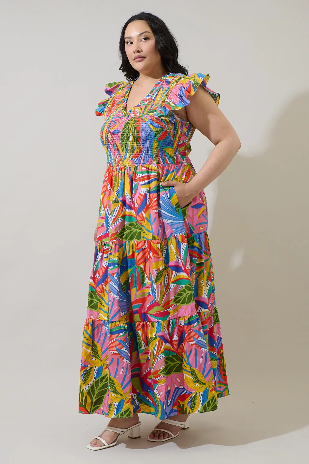 New Guinea Sunfire Tiered Midi Dress Curve sold by Sugarlips product image thumbnail 3