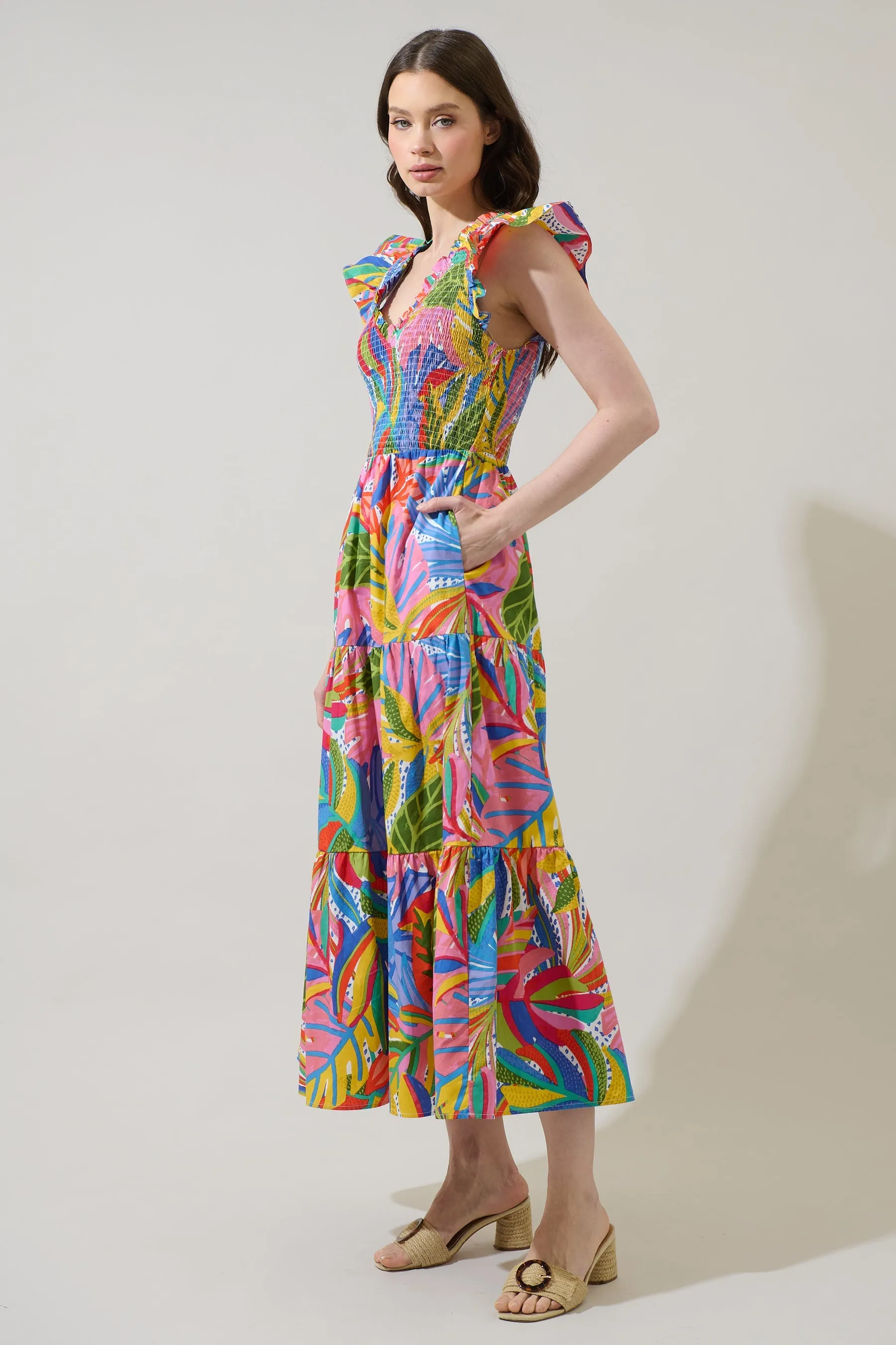 New Guinea Sunfire Tiered Midi Dress sold by Sugarlips product image thumbnail 3