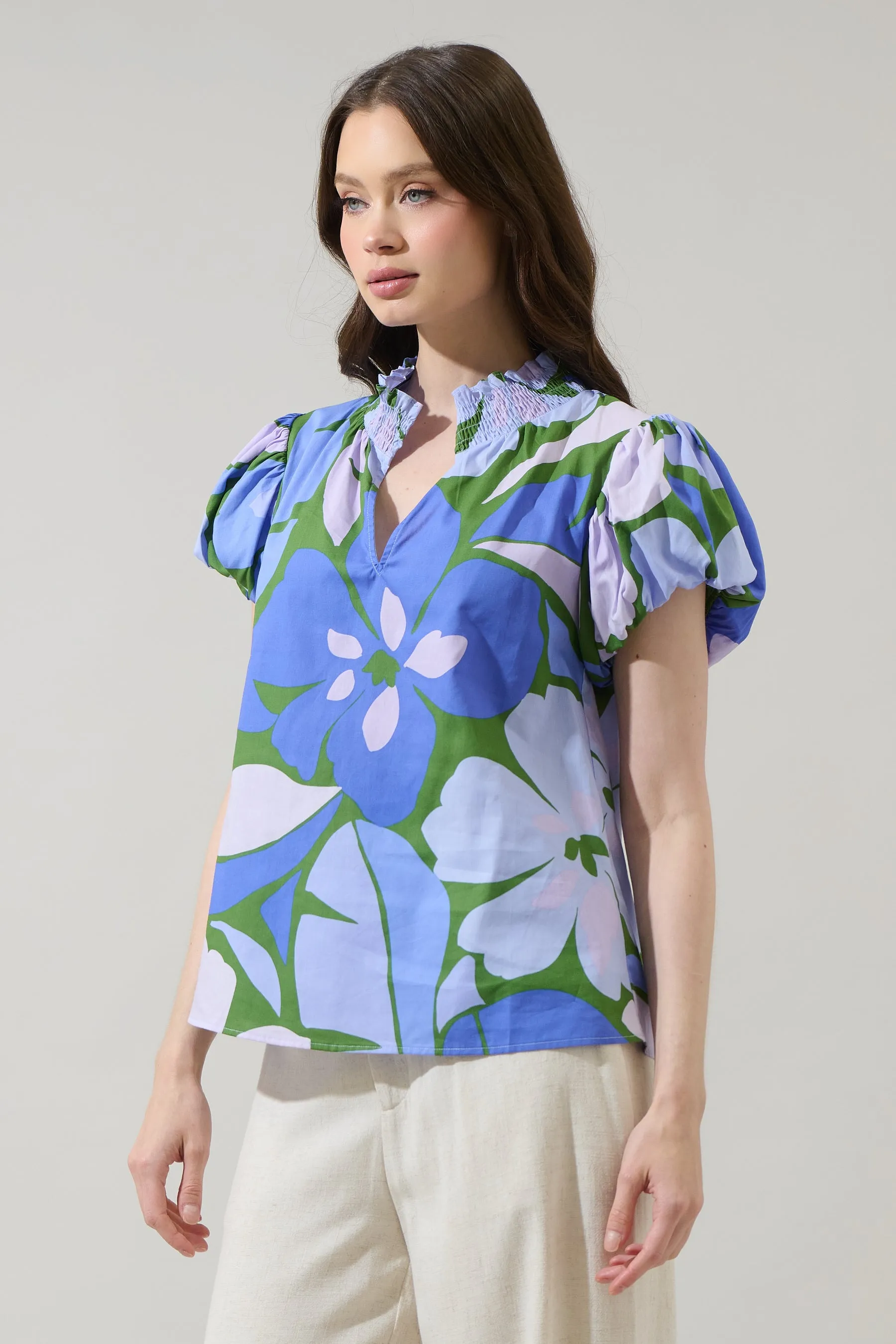 Dayana Floral Poly Smocked Top sold by Sugarlips product image thumbnail 3