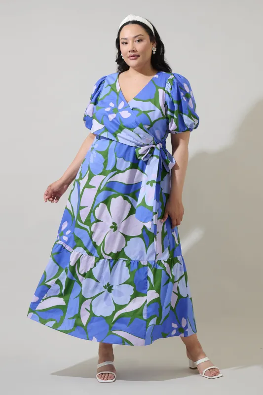 Dayana Floral Poplin Wrap Midi Dress Curve sold by Sugarlips