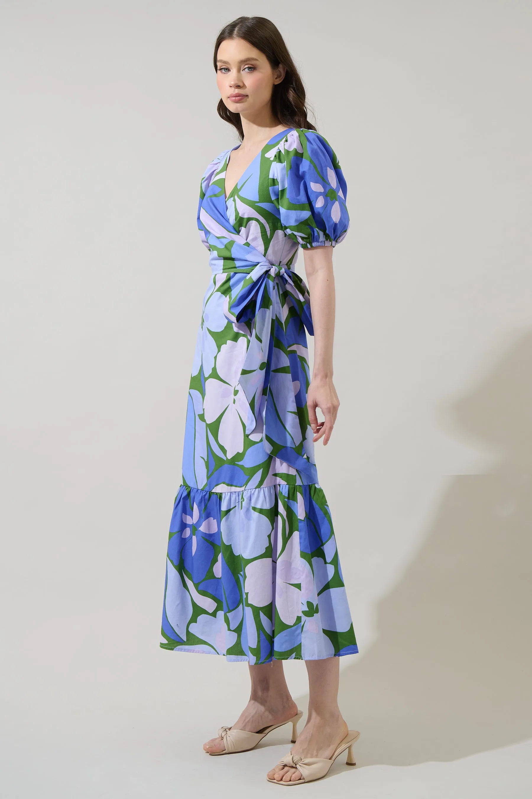 Dayana Floral Poplin Wrap Midi Dress sold by Sugarlips product image thumbnail 4