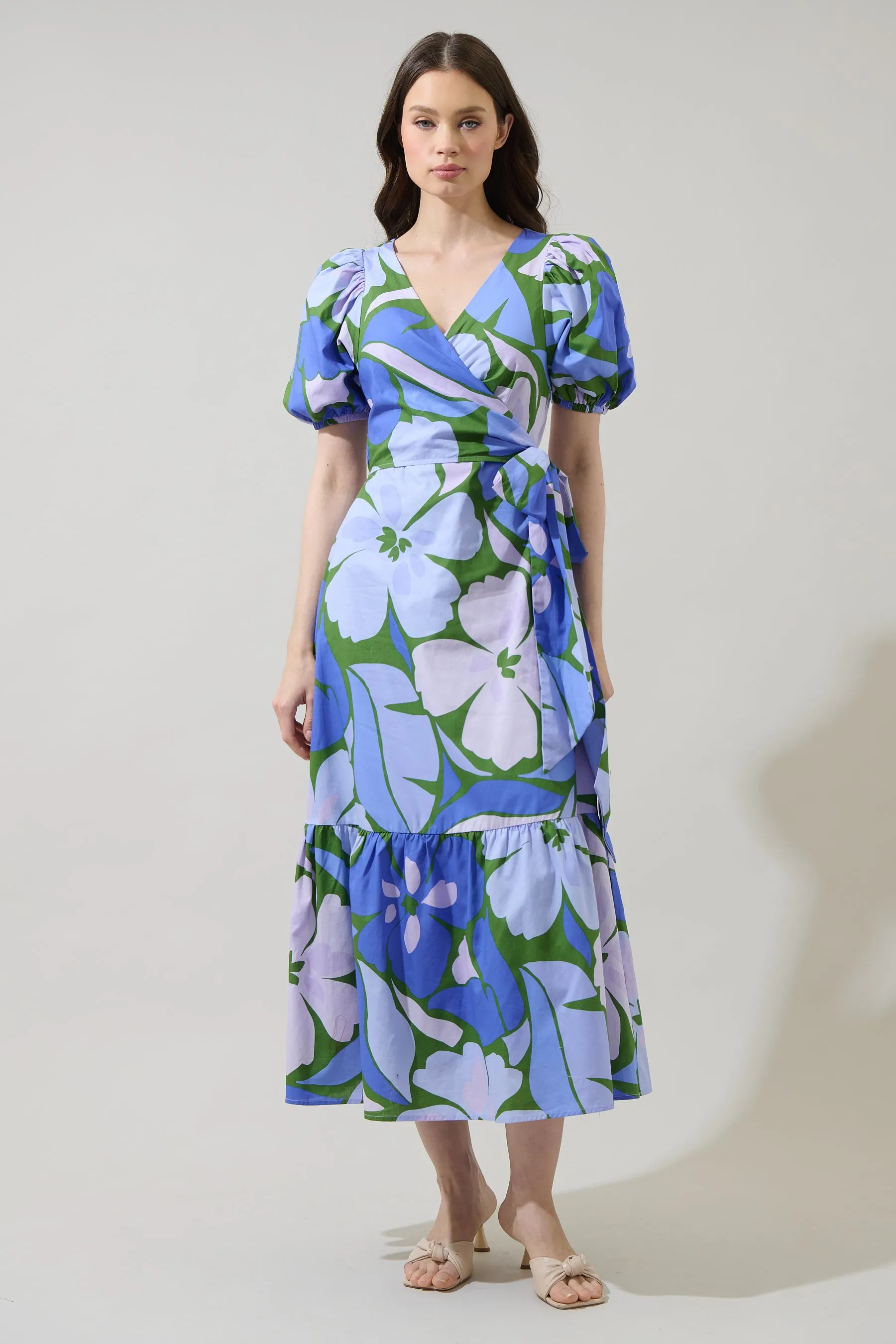 Dayana Floral Poplin Wrap Midi Dress sold by Sugarlips product image thumbnail 2